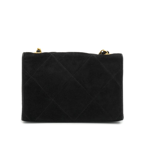 VINTAGE CHANEL MATELASSE COCOMARK CHAIN SHOULDER BAG BLACK SUEDE GOLD HARDWARE 90328714
