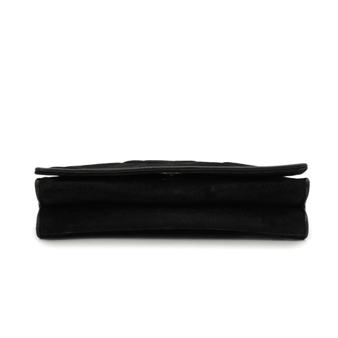 VINTAGE CHANEL MATELASSE COCOMARK CHAIN SHOULDER BAG BLACK SUEDE GOLD HARDWARE 90328714