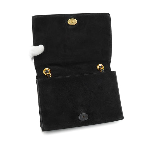 VINTAGE CHANEL MATELASSE COCOMARK CHAIN SHOULDER BAG BLACK SUEDE GOLD HARDWARE 90328714