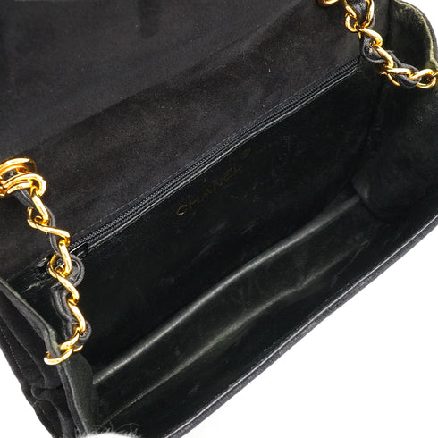 VINTAGE CHANEL MATELASSE COCOMARK CHAIN SHOULDER BAG BLACK SUEDE GOLD HARDWARE 90328714