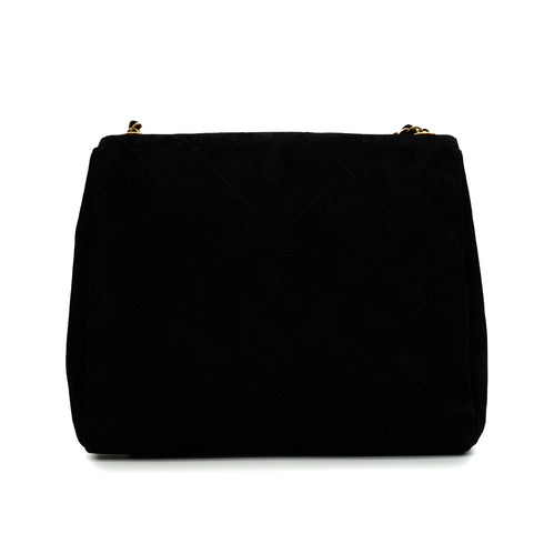 VINTAGE CHANEL MATELASSE CHAIN SHOULDER BAG BLACK SUEDE GOLD HARDWARE 9034449