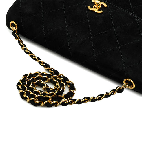 VINTAGE CHANEL MATELASSE CHAIN SHOULDER BAG BLACK SUEDE GOLD HARDWARE 9034449