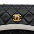 VINTAGE CHANEL MATELASSE CHAIN SHOULDER BAG BLACK WHITE LAMB SKIN GOLD HARDWARE 90326672