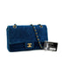 VINTAGE CHANEL SINGLE FLAP CHAIN SHOULDER MAGAZINE HOLDER BAG BLUE VELVET GOLD HARDWARE 90343010