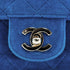 VINTAGE CHANEL SINGLE FLAP CHAIN SHOULDER MAGAZINE HOLDER BAG BLUE VELVET GOLD HARDWARE 90343010