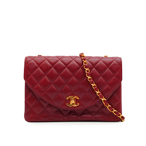 VINTAGE CHANEL MATELASSE CHAIN SHOULDER BAG BORDEAUX LAMB SKIN GOLD HARDWARE 90338306