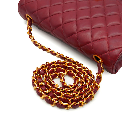 VINTAGE CHANEL MATELASSE CHAIN SHOULDER BAG BORDEAUX LAMB SKIN GOLD HARDWARE 90338306