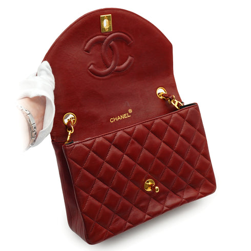 VINTAGE CHANEL MATELASSE CHAIN SHOULDER BAG BORDEAUX LAMB SKIN GOLD HARDWARE 90338306