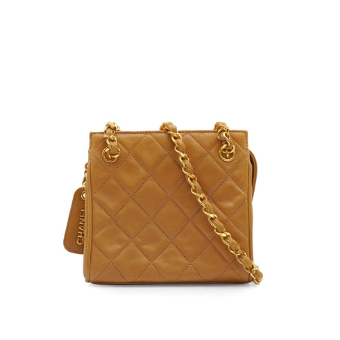 VINTAGE CHANEL MATELASSE CHAIN SHOULDER BAG BROWN LAMB SKIN GOLD HARDWARE 90340143