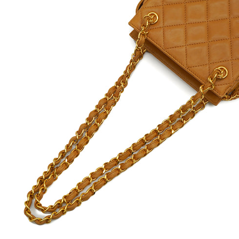 VINTAGE CHANEL MATELASSE CHAIN SHOULDER BAG BROWN LAMB SKIN GOLD HARDWARE 90340143