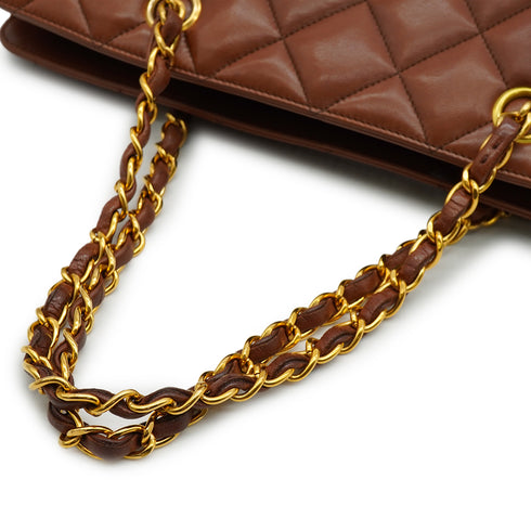 VINTAGE CHANEL MATELASSE CHAIN SHOULDER BAG BROWN LAMB SKIN GOLD HARDWARE 90340506