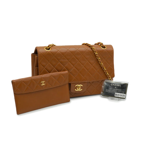VINTAGE CHANEL MATELASSE CHAIN SHOULDER BAG BROWN LAMB SKIN GOLD HARDWARE 90344575