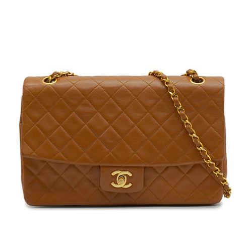 VINTAGE CHANEL MATELASSE CHAIN SHOULDER BAG BROWN LAMB SKIN GOLD HARDWARE 90344575