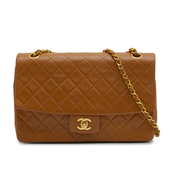 VINTAGE CHANEL MATELASSE CHAIN SHOULDER BAG BROWN LAMB SKIN GOLD HARDWARE 90344575