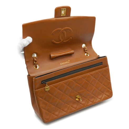 VINTAGE CHANEL MATELASSE CHAIN SHOULDER BAG BROWN LAMB SKIN GOLD HARDWARE 90344575