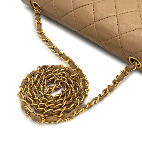 VINTAGE CHANEL MATELASSE CHAIN SHOULDER BAG BROWN LAMB SKIN GOLD HARDWARE 90324754