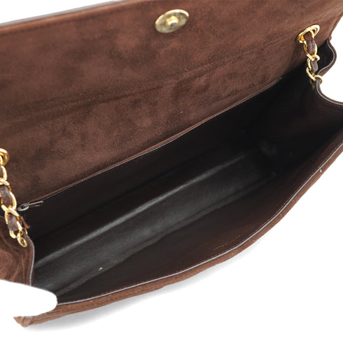 VINTAGE CHANEL MATELASSE CHAIN SHOULDER BAG BROWN SUEDE GOLD HARDWARE 90335596