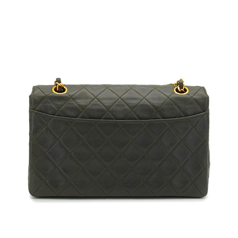 VINTAGE CHANEL MATELASSE CHAIN SHOULDER BAG DARK GREEN LAMB SKIN GOLD HARDWARE 90337300