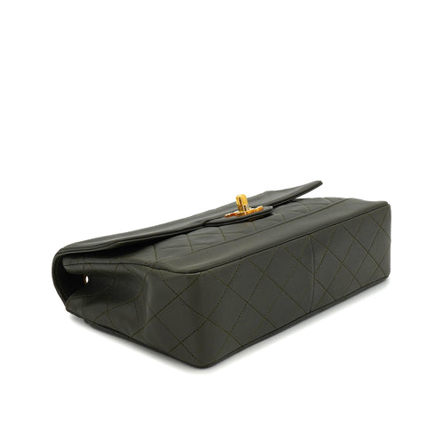 VINTAGE CHANEL MATELASSE CHAIN SHOULDER BAG DARK GREEN LAMB SKIN GOLD HARDWARE 90337300