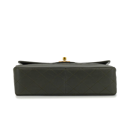 VINTAGE CHANEL MATELASSE CHAIN SHOULDER BAG DARK GREEN LAMB SKIN GOLD HARDWARE 90337300