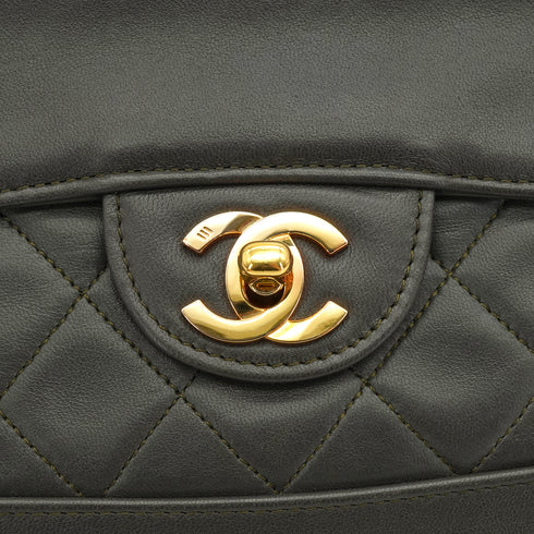 VINTAGE CHANEL MATELASSE CHAIN SHOULDER BAG DARK GREEN LAMB SKIN GOLD HARDWARE 90337300