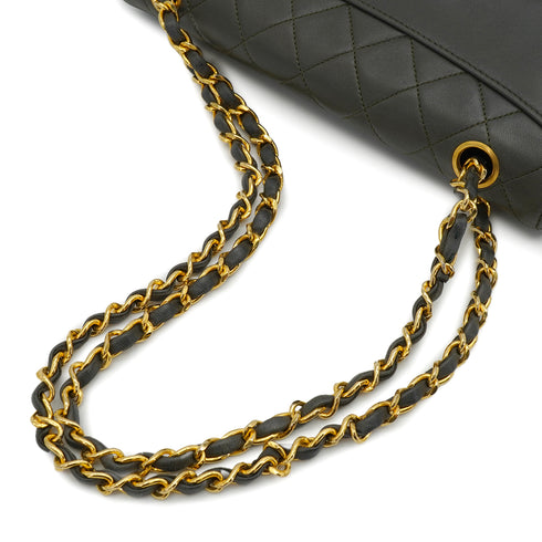 VINTAGE CHANEL MATELASSE CHAIN SHOULDER BAG DARK GREEN LAMB SKIN GOLD HARDWARE 90337300