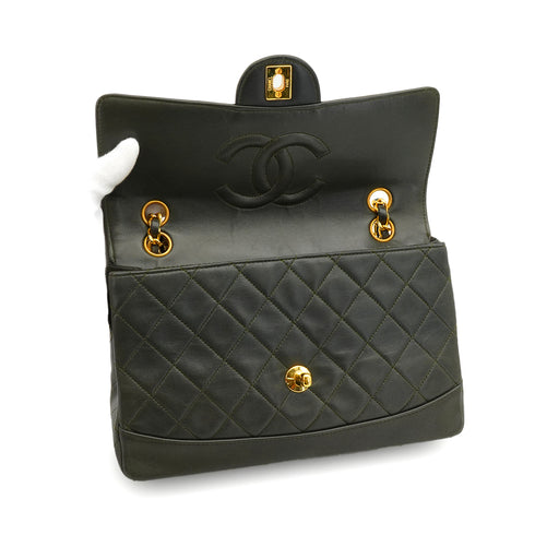 VINTAGE CHANEL MATELASSE CHAIN SHOULDER BAG DARK GREEN LAMB SKIN GOLD HARDWARE 90337300