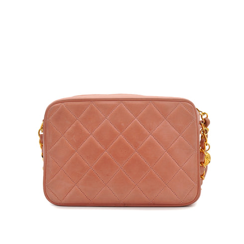 VINTAGE CHANEL MATELASSE CHAIN SHOULDER BAG FRINGE PINK LAMB SKIN GOLD HARDWARE 90334504