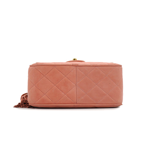 VINTAGE CHANEL MATELASSE CHAIN SHOULDER BAG FRINGE PINK LAMB SKIN GOLD HARDWARE 90334504