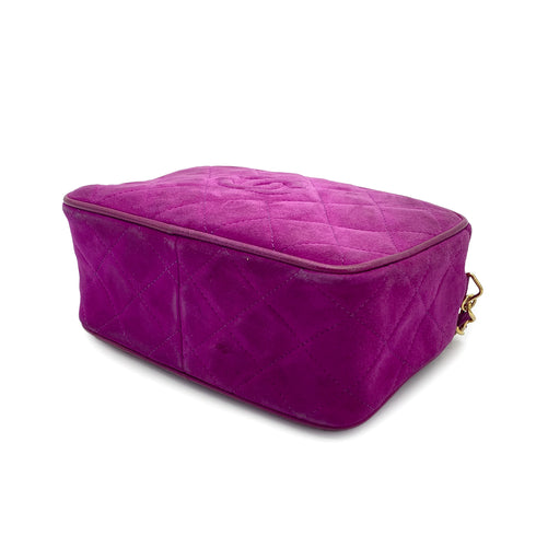 VINTAGE CHANEL MATELASSE CHAIN SHOULDER BAG FRINGE PURPLE SUEDE GOLD HARDWARE 90325799