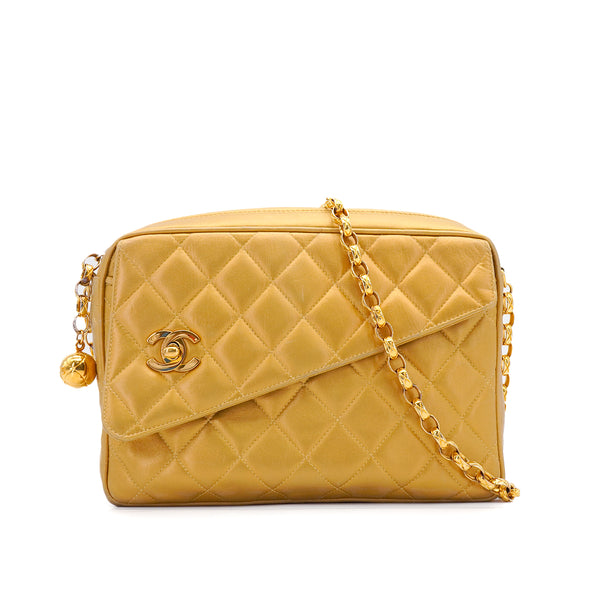 VINTAGE CHANEL MATELASSE BIJOU CHAIN SHOULDER BAG GOLD LEATHER GOLD HARDWARE 90343013