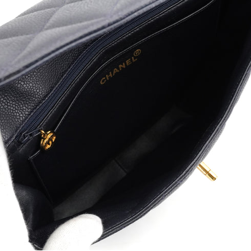 VINTAGE CHANEL MATELASSE CHAIN SHOULDER BAG NAVY CAVIAR SKIN GOLD HARDWARE 90343931