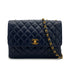 VINTAGE CHANEL MATELASSE CHAIN SHOULDER BAG NAVY LAMB SKIN GOLD HARDWARE 90324135