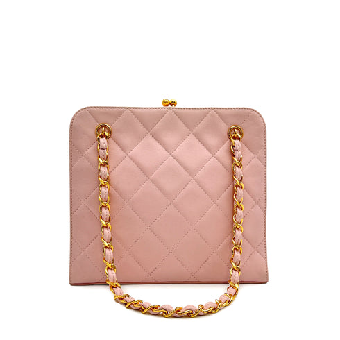 VINTAGE CHANEL MATELASSE CHAIN SHOULDER BAG PINK LAMB SKIN 90313402