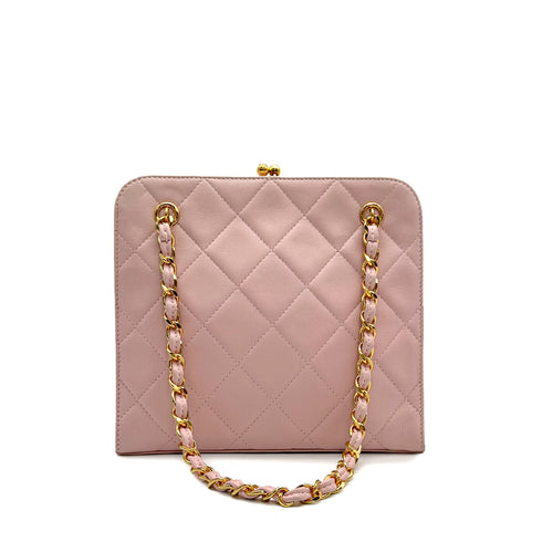 VINTAGE CHANEL MATELASSE CHAIN SHOULDER BAG PINK LAMB SKIN 90313402