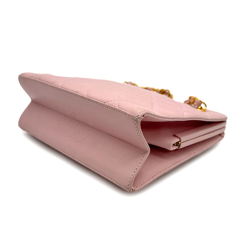 VINTAGE CHANEL MATELASSE CHAIN SHOULDER BAG PINK LAMB SKIN 90313402