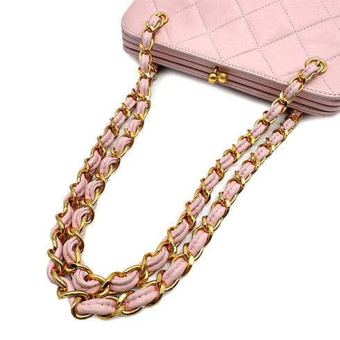VINTAGE CHANEL MATELASSE CHAIN SHOULDER BAG PINK LAMB SKIN 90313402