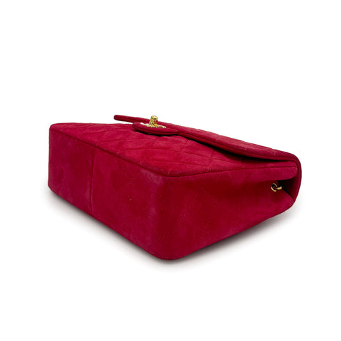 VINTAGE CHANEL MINI MATELASSE CHAIN SHOULDER BAG RED SUEDE GOLD HARDWARE 90319683