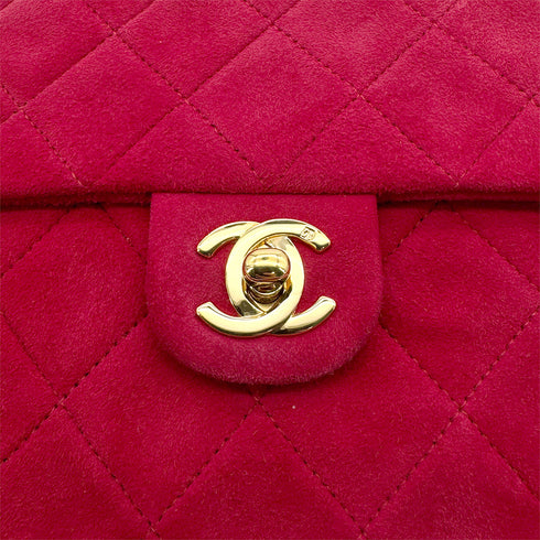 VINTAGE CHANEL MINI MATELASSE CHAIN SHOULDER BAG RED SUEDE GOLD HARDWARE 90319683