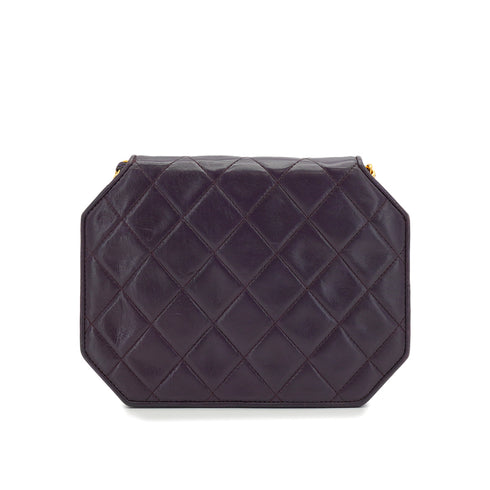VINTAGE CHANEL MATELASSE CHAIN SHOULDER BAG PURPLE LAMB SKIN GOLD HARDWARE 90330957