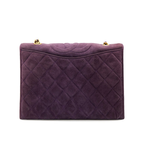 VINTAGE CHANEL MATELASSE CHAIN SHOULDER BAG PURPLE SUEDE GOLD HARDWARE 90319662