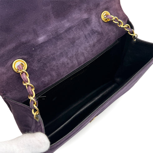 VINTAGE CHANEL MATELASSE CHAIN SHOULDER BAG PURPLE SUEDE GOLD HARDWARE 90319662