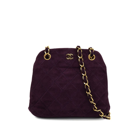 VINTAGE CHANEL MATELASSE CHAIN SHOULDER BAG PURPLE SUEDE GOLD HARDWARE 90335036