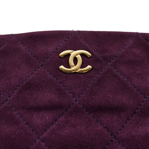 VINTAGE CHANEL MATELASSE CHAIN SHOULDER BAG PURPLE SUEDE GOLD HARDWARE 90335036