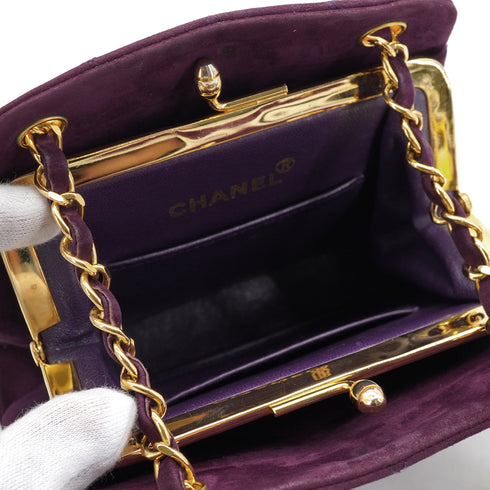 VINTAGE CHANEL MATELASSE CHAIN SHOULDER BAG PURPLE SUEDE GOLD HARDWARE 90335036