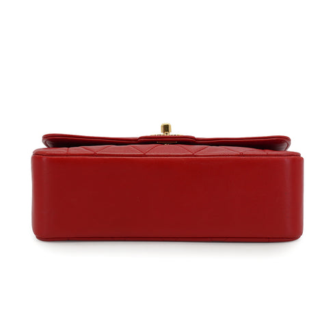 VINTAGE CHANEL MATELASSE CHAIN SHOULDER BAG RED LAMB SKIN GOLD HARDWARE 90335593