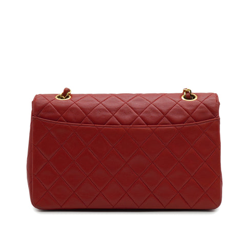 VINTAGE CHANEL MATELASSE CHAIN SHOULDER BAG RED LAMB SKIN GOLD HARDWARE 90343624