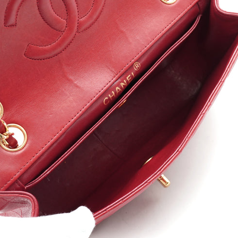 VINTAGE CHANEL MATELASSE CHAIN SHOULDER BAG RED LAMB SKIN GOLD HARDWARE 90343624