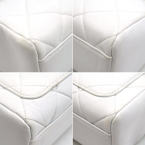 VINTAGE CHANEL MATELASSE CHAIN SHOULDER BAG WHITE LAMB SKIN GOLD HARDWARE 90346872