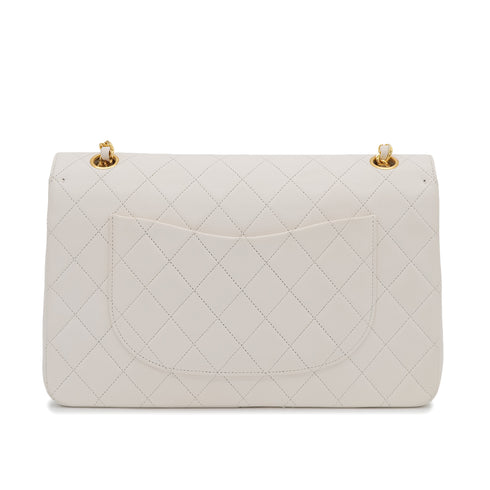 VINTAGE CHANEL MATELASSE CHAIN SHOULDER BAG WHITE LAMB SKIN GOLD HARDWARE 90314884
